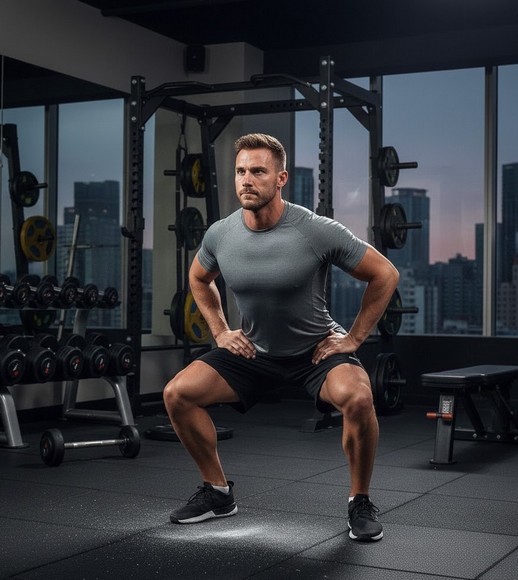 Bài tập squat và plank rèn cơ chân và cơ lõi